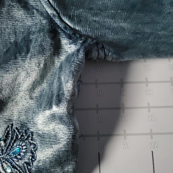 Vintage Bellissima Blazer Jacket Womens L Blue Floral Rayon Embroidered Coat - Picture 6 of 7